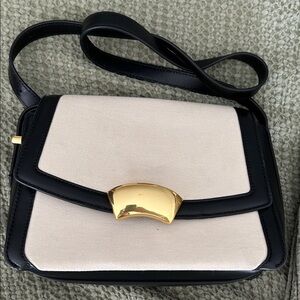 3.1 Phillip Lim Black and Cream Crossbody Bag with Gold Accent